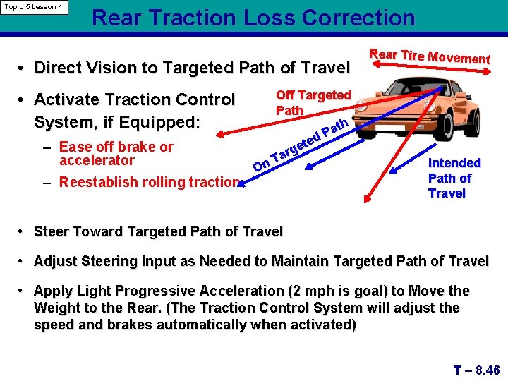 Topic 5 Lesson 4 Rear Traction Loss Correction • Direct Vision to Targeted Path