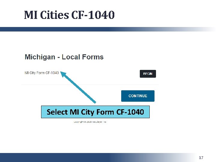 MI Cities CF-1040 Select MI City Form CF-1040 17 