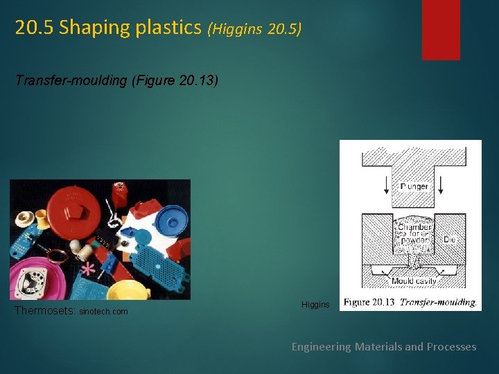 20. 5 Shaping plastics (Higgins 20. 5) Transfer-moulding (Figure 20. 13) Thermosets: sinotech. com