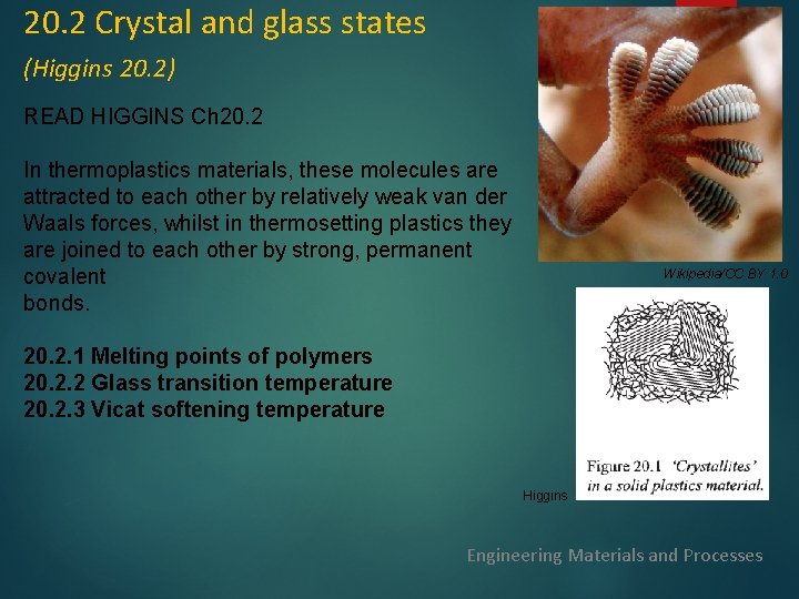 20. 2 Crystal and glass states (Higgins 20. 2) READ HIGGINS Ch 20. 2