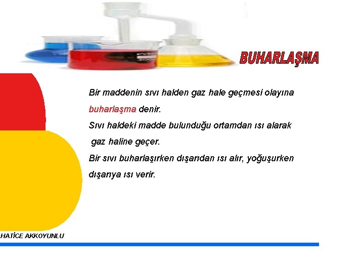 Bir maddenin sıvı halden gaz hale geçmesi olayına buharlaşma denir. Sıvı haldeki madde bulunduğu