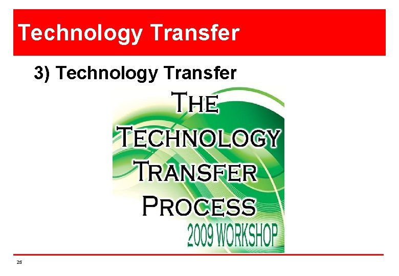 Technology Transfer 3) Technology Transfer 25 