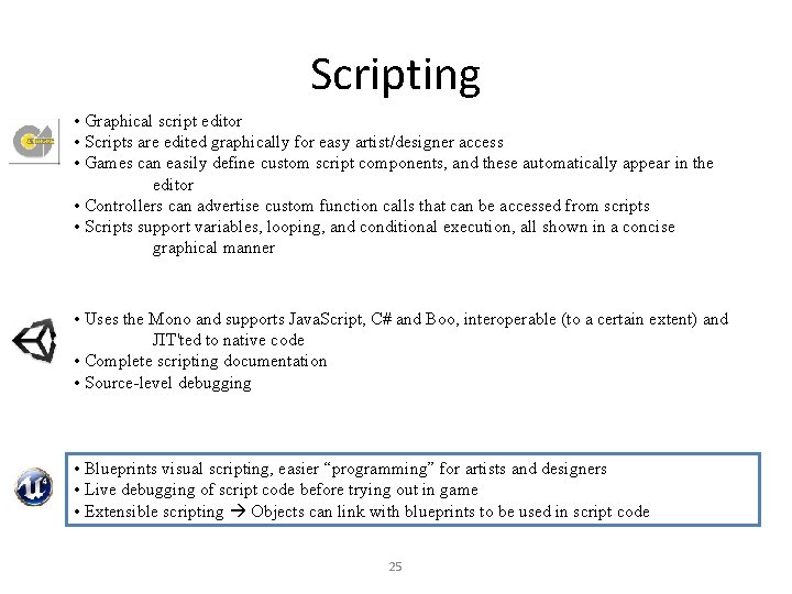 Scripting • Graphical script editor • Scripts are edited graphically for easy artist/designer access