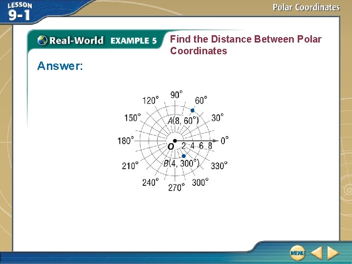 Find the Distance Between Polar Coordinates Answer: 