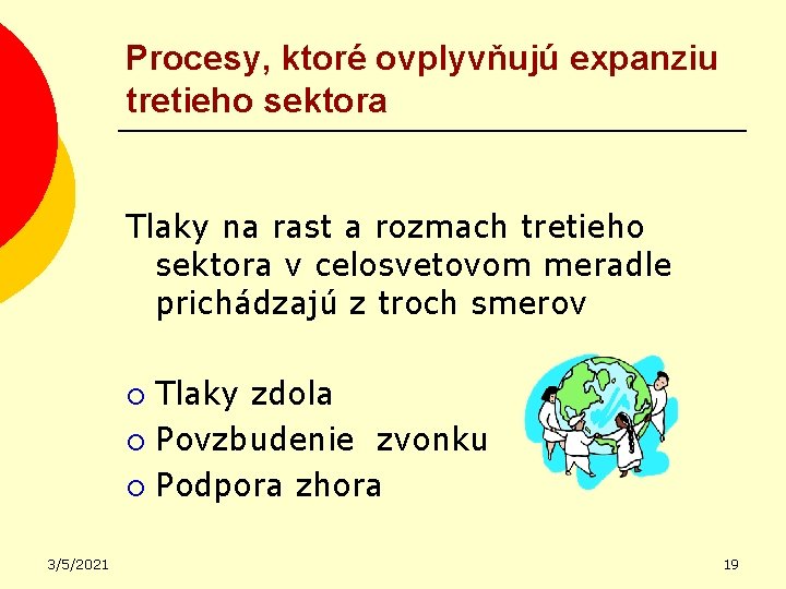 Procesy, ktoré ovplyvňujú expanziu tretieho sektora Tlaky na rast a rozmach tretieho sektora v