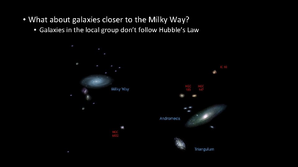  • What about galaxies closer to the Milky Way? • Galaxies in the
