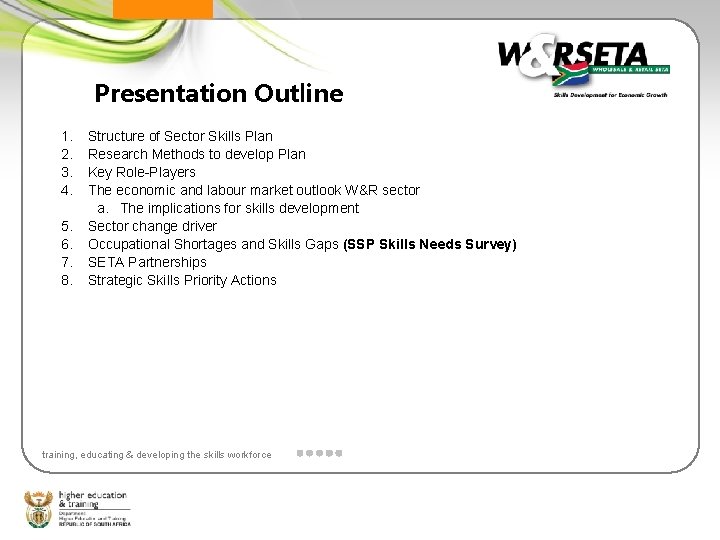  1. 2. 3. 4. 5. 6. 7. 8. Presentation Outline Structure of Sector