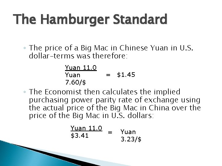 The Hamburger Standard ◦ The price of a Big Mac in Chinese Yuan in The Hamburger Standard ◦ The price of a Big Mac in Chinese Yuan in