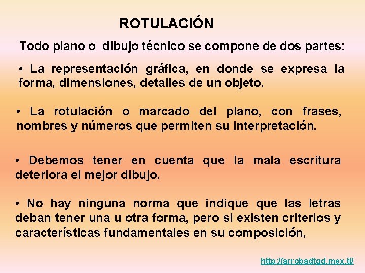 ROTULACIÓN Todo plano o dibujo técnico se compone de dos partes: • La representación