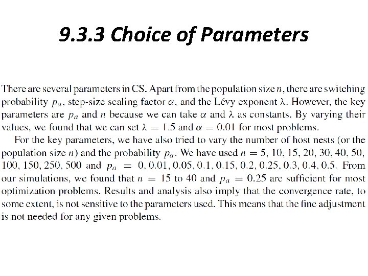 9. 3. 3 Choice of Parameters 