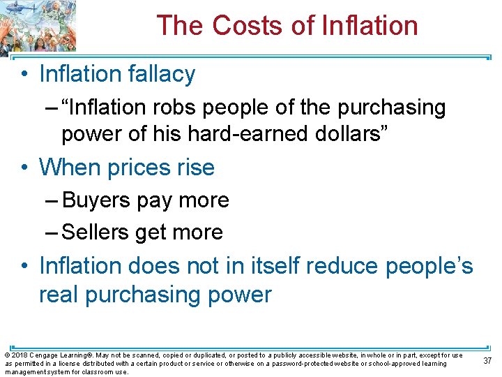 The Costs of Inflation • Inflation fallacy – “Inflation robs people of the purchasing