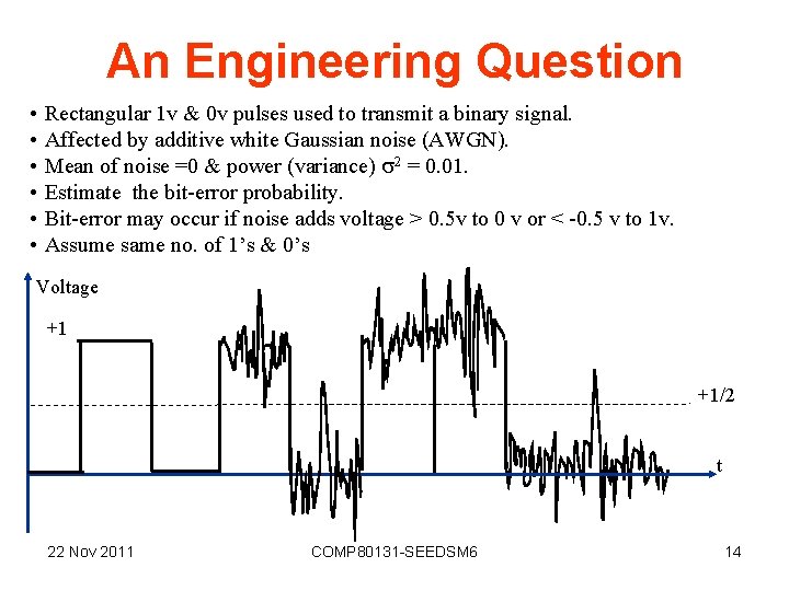 An Engineering Question • • • Rectangular 1 v & 0 v pulses used