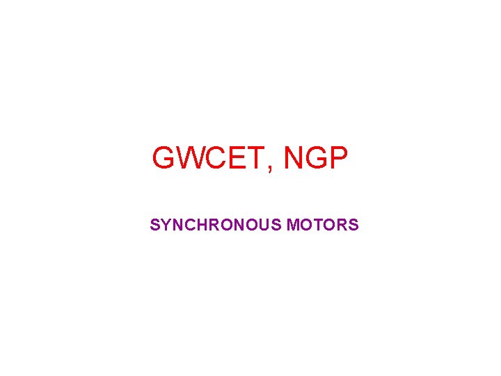 GWCET, NGP SYNCHRONOUS MOTORS 