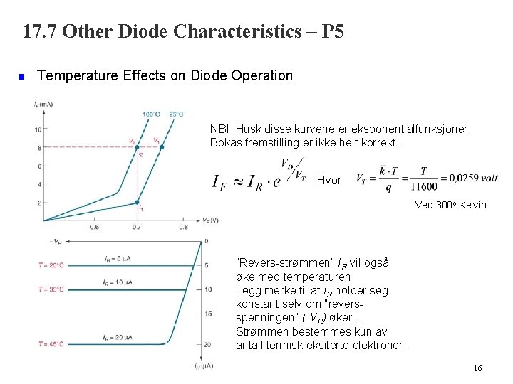 17. 7 Other Diode Characteristics – P 5 n Temperature Effects on Diode Operation