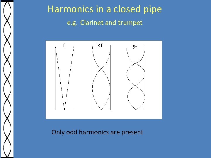 Harmonics in a closed pipe e. g. Clarinet and trumpet f 3 f 5