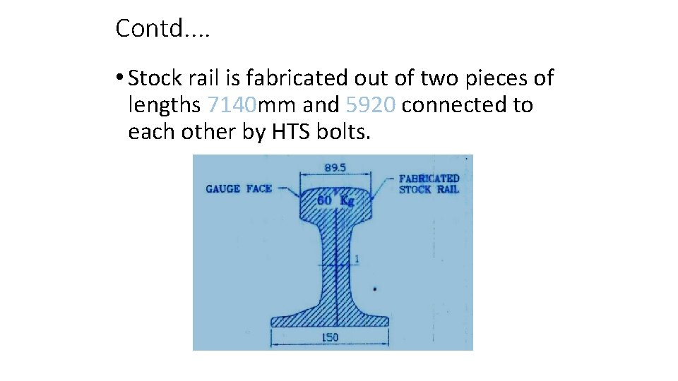 Contd. . • Stock rail is fabricated out of two pieces of lengths 7140