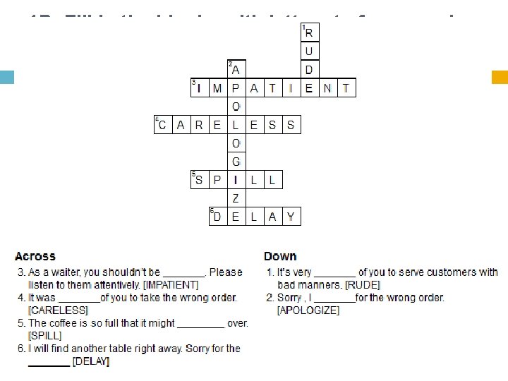1 B. Fill in the blocks with letters to form words or phrases according 1 B. Fill in the blocks with letters to form words or phrases according