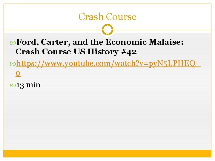 Crash Course Ford, Carter, and the Economic Malaise: Crash Course US History #42 https: