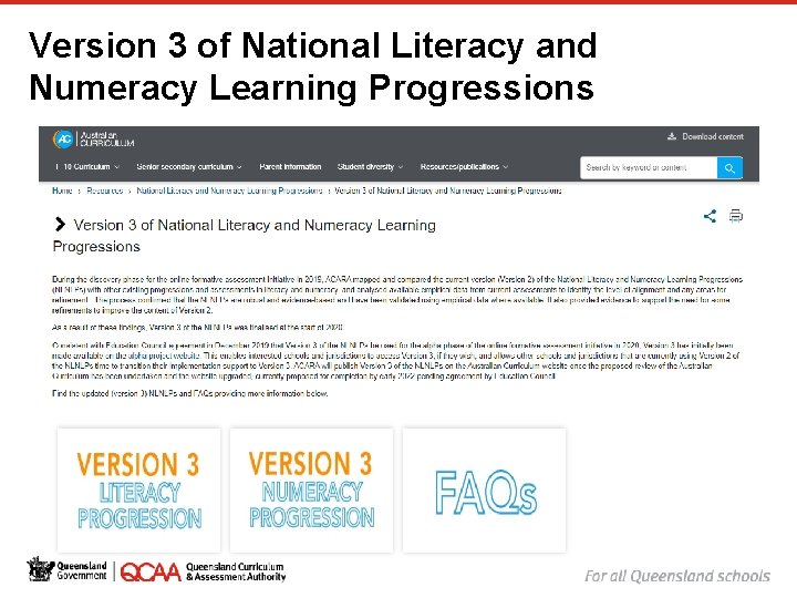 Version 3 of National Literacy and Numeracy Learning Progressions 