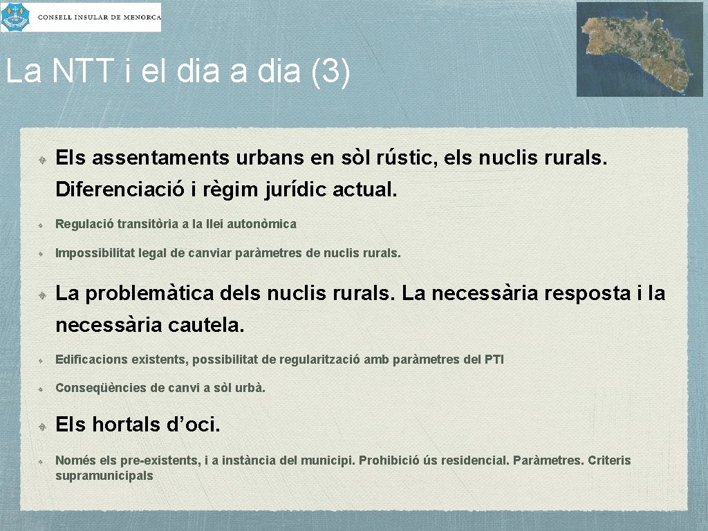 La NTT i el dia a dia (3) Els assentaments urbans en sòl rústic,