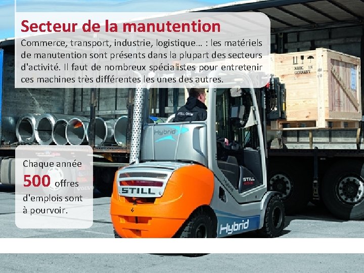 Secteur de la manutention Commerce, transport, industrie, logistique… : les matériels de manutention sont