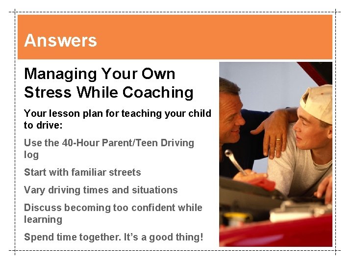 Answers Managing Your Own Stress While Coaching Your lesson plan for teaching your child