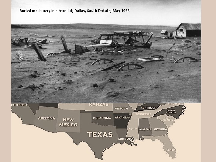 Buried machinery in a barn lot; Dallas, South Dakota, May 1936 