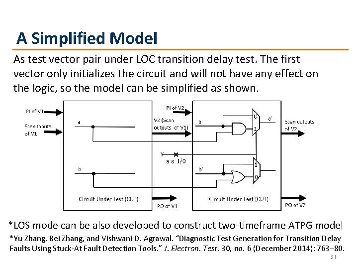 A Simplified Model As test vector pair under LOC transition delay test. The first