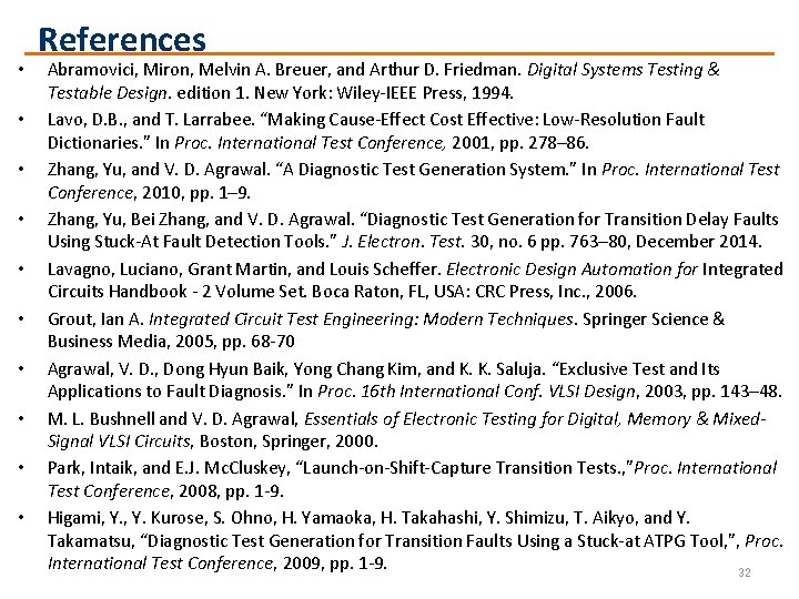  • • • References Abramovici, Miron, Melvin A. Breuer, and Arthur D. Friedman.