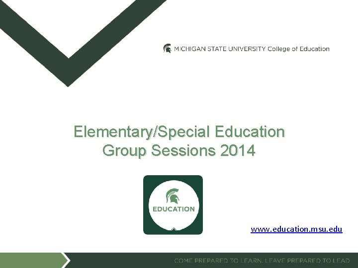 Elementary/Special Education Group Sessions 2014 www. education. msu. edu 