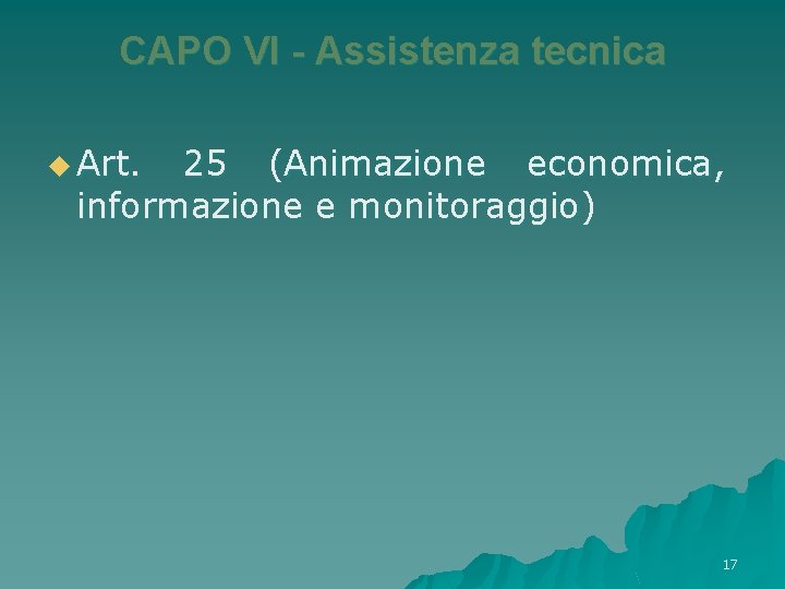 CAPO VI - Assistenza tecnica u Art. 25 (Animazione economica, informazione e monitoraggio) 17