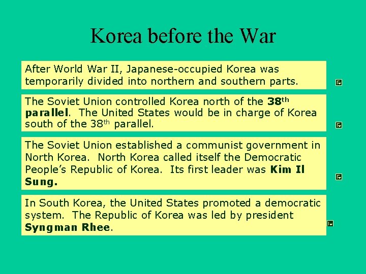 Korea before the War After World War II, Japanese-occupied Korea was temporarily divided into