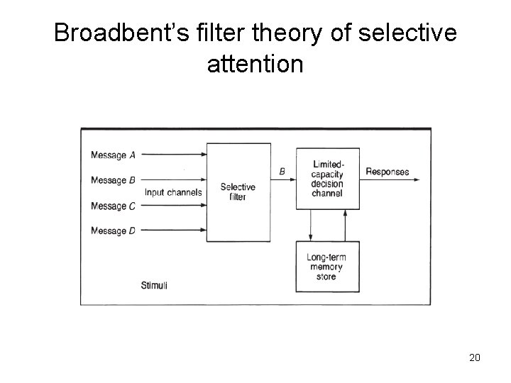 Broadbent’s filter theory of selective attention 20 