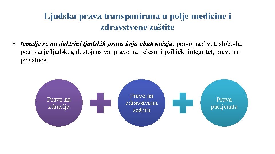 Ljudska prava transponirana u polje medicine i zdravstvene zaštite • temelje se na doktrini
