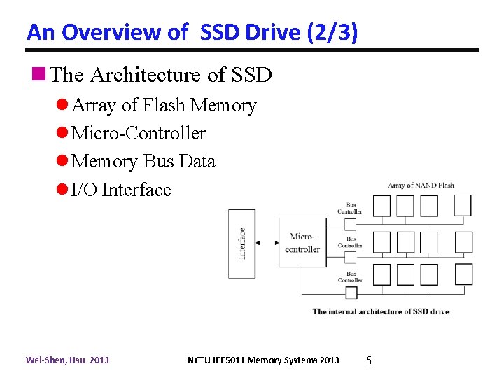 An Overview of SSD Drive (2/3) n The Architecture of SSD l Array of