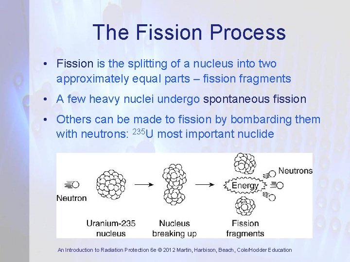 The Fission Process • Fission is the splitting of a nucleus into two approximately