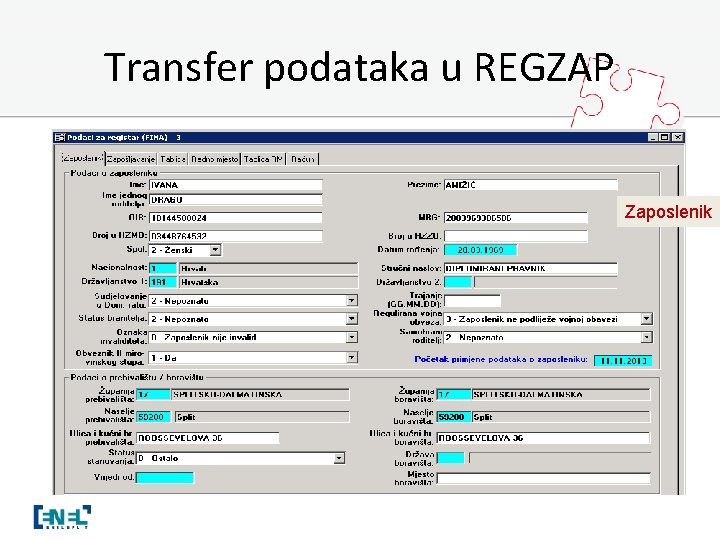 Transfer podataka u REGZAP Zaposlenik 