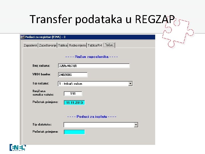 Transfer podataka u REGZAP 