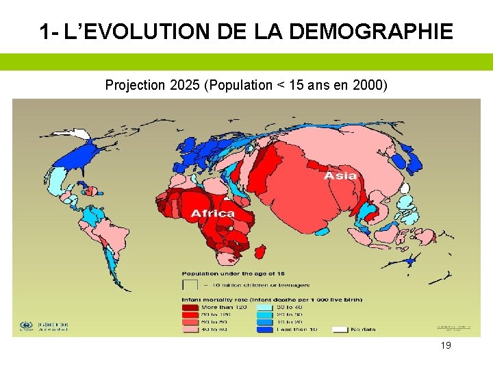 1 - L’EVOLUTION DE LA DEMOGRAPHIE Projection 2025 (Population < 15 ans en 2000)