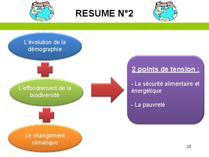 RESUME N° 2 L’évolution de la démographie 2 points de tension : L’effondrement de