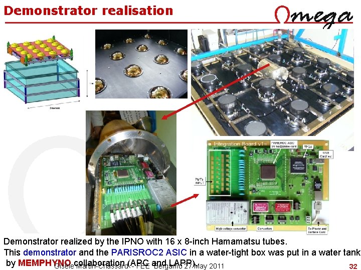Demonstrator realisation Demonstrator realized by the IPNO with 16 x 8 -inch Hamamatsu tubes.