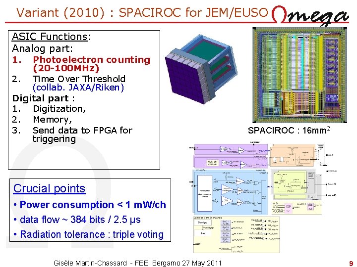 Variant (2010) : SPACIROC for JEM/EUSO ASIC Functions: Analog part: 1. Photoelectron counting (20