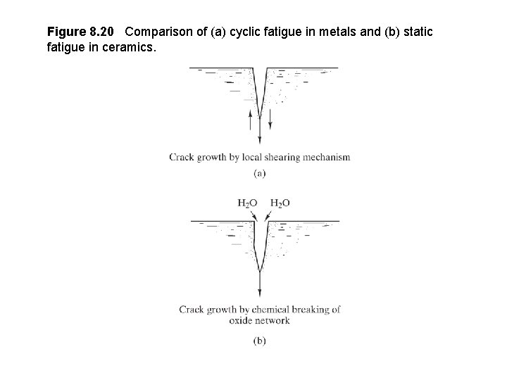 Figure 8. 20 Comparison of (a) cyclic fatigue in metals and (b) static fatigue
