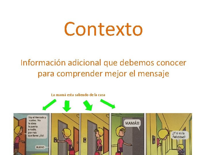 Contexto Información adicional que debemos conocer para comprender mejor el mensaje La mamá esta