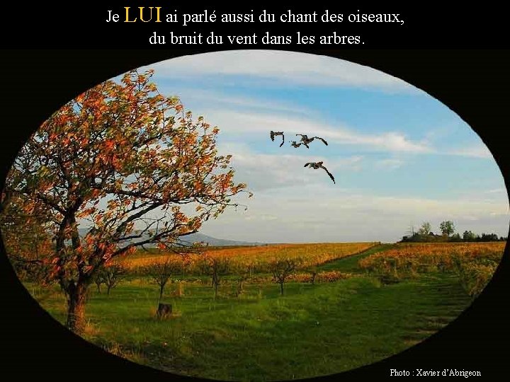 Je LUI ai parlé aussi du chant des oiseaux, du bruit du vent dans