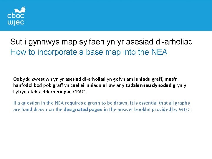 Sut i gynnwys map sylfaen yn yr asesiad di-arholiad How to incorporate a base