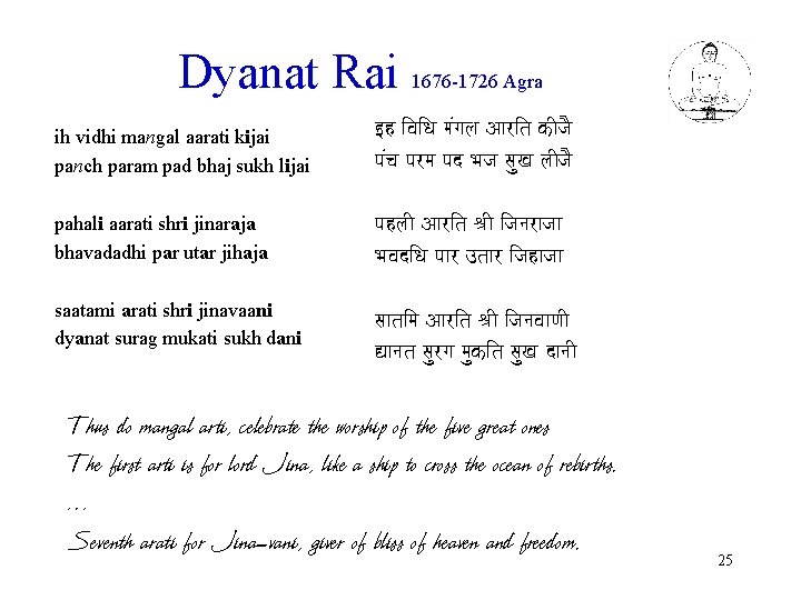 Dyanat Rai 1676 -1726 Agra ih vidhi mangal aarati kijai panch param pad bhaj