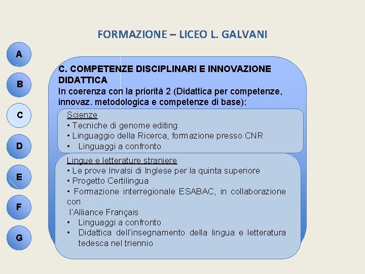 FORMAZIONE – LICEO L. GALVANI A B C D E F G C. COMPETENZE