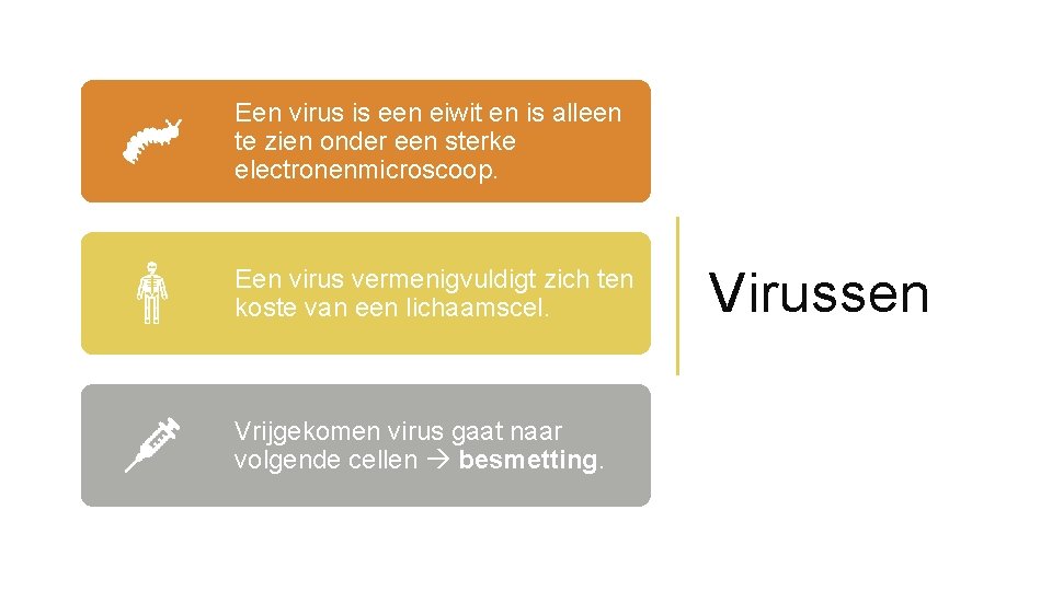 Een virus is een eiwit en is alleen te zien onder een sterke electronenmicroscoop.