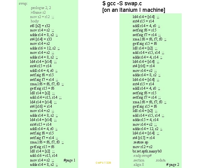 swap: . prologue 2, 2. vframe r 2 mov r 2 = r 12